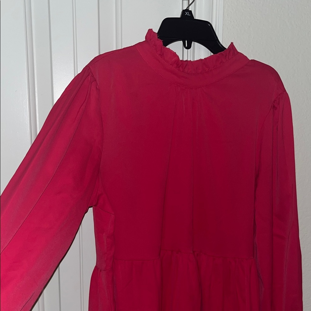 Boutique tiered Long Sleeve Hot Pink Dress